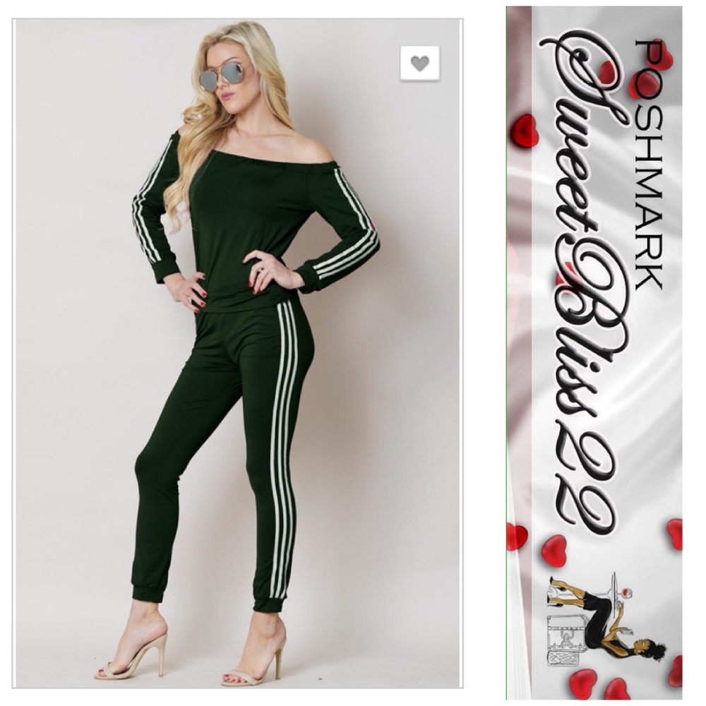 💋Hunter Green 2 Piece off the Shoulder Jumpsuit💋